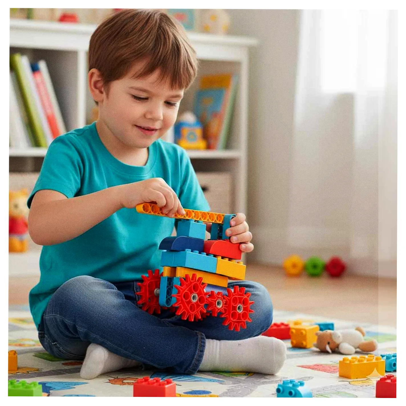 Klocki konstrukcyjne do budowania ruchome z silnikiem 116 elementów - obrazek 12