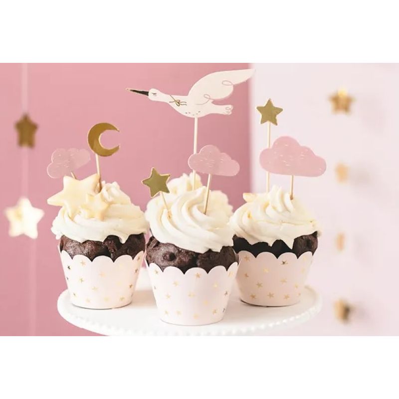 Dekoracje do muffinek babeczek - Bocian 11cm-12cm 7 sztuk - obrazek 2