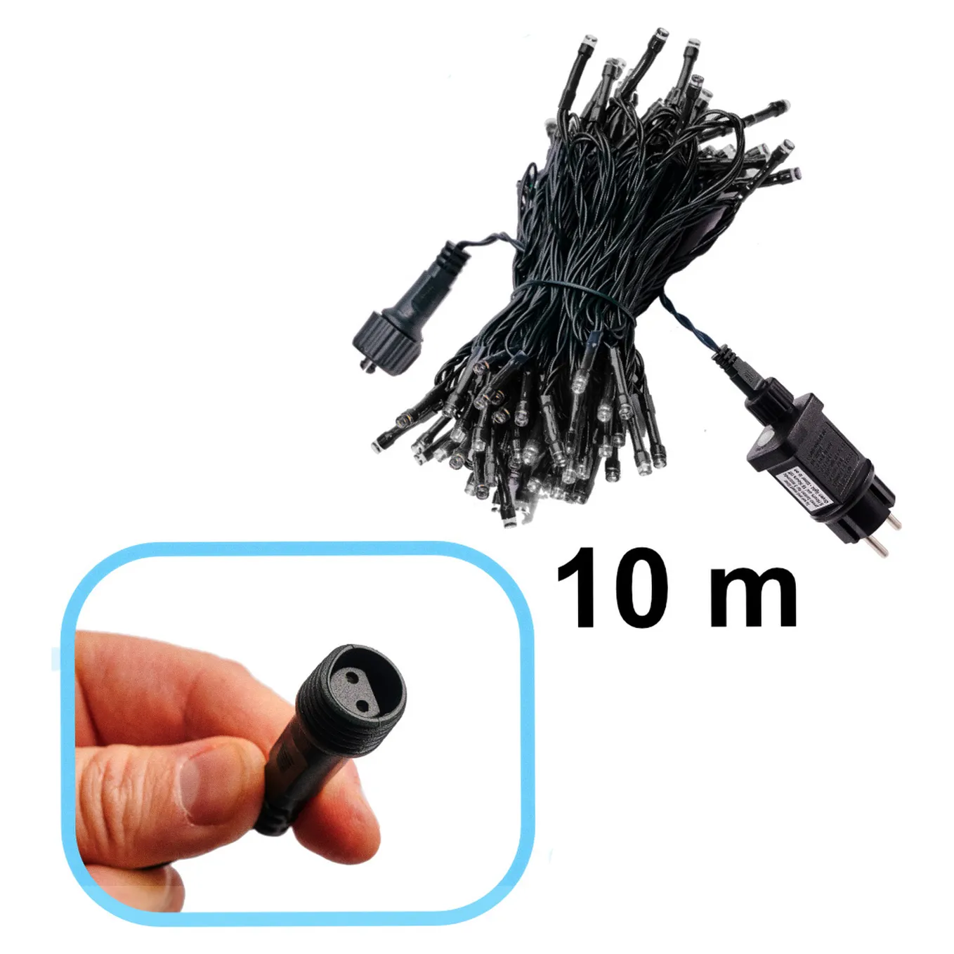 Lampki LED łańcuch świetlny świąteczne choinkowe 10m 100LED zimny biały 8 trybów świecenia - obrazek 6