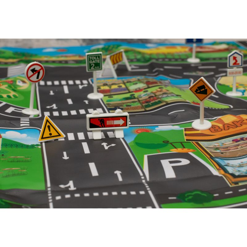 Mata edukacyjna do zabawy miasto ulica + znaki drogowe wodoodporna kolorowa 130x100cm - obrazek 5