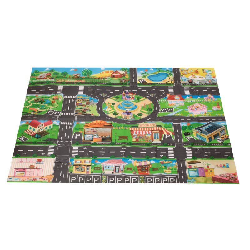 Mata edukacyjna do zabawy miasto ulica + znaki drogowe wodoodporna kolorowa 130x100cm