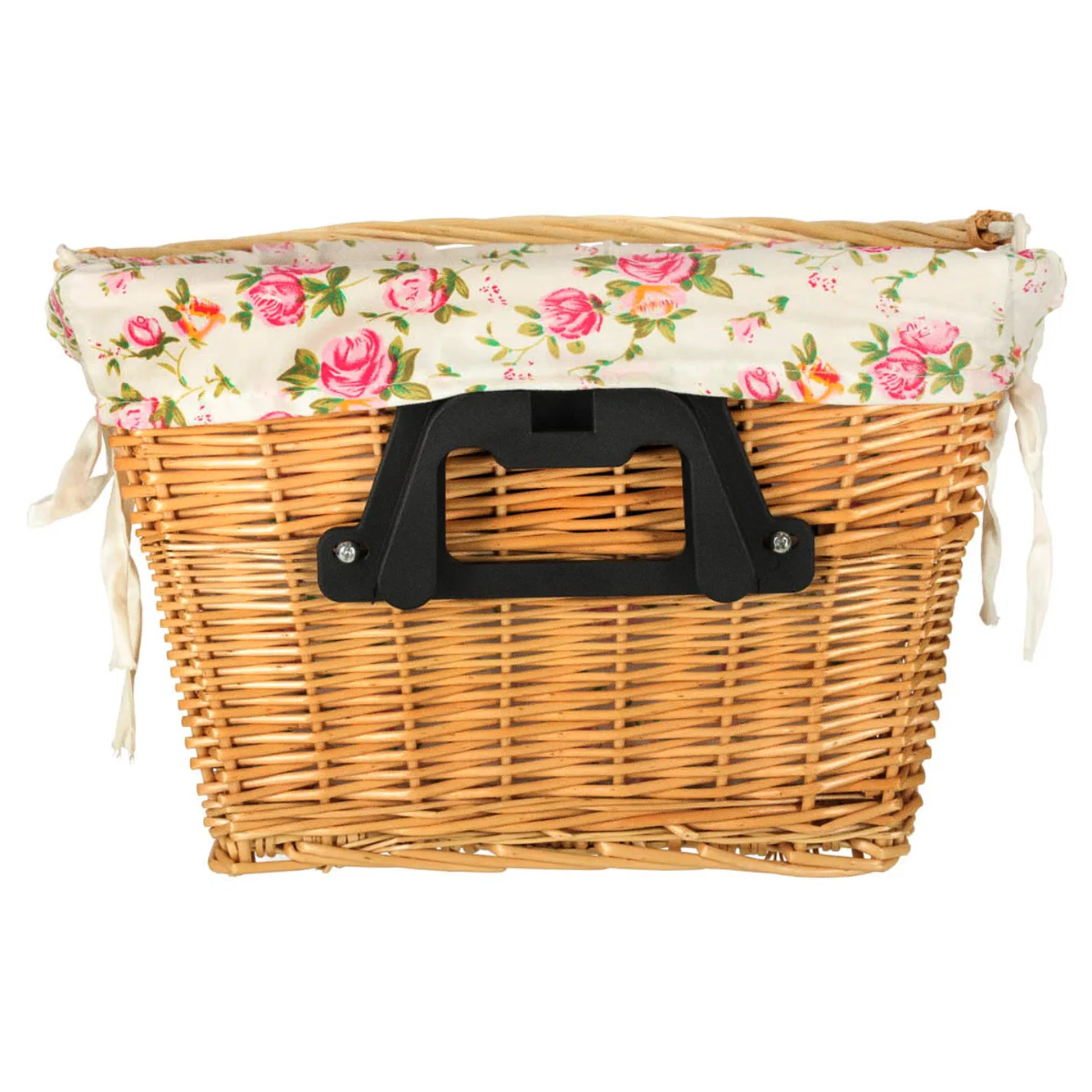 Koszyk rowerowy wiklinowy na rower RALLEX przedni pleciony click w kwiaty - obrazek 6