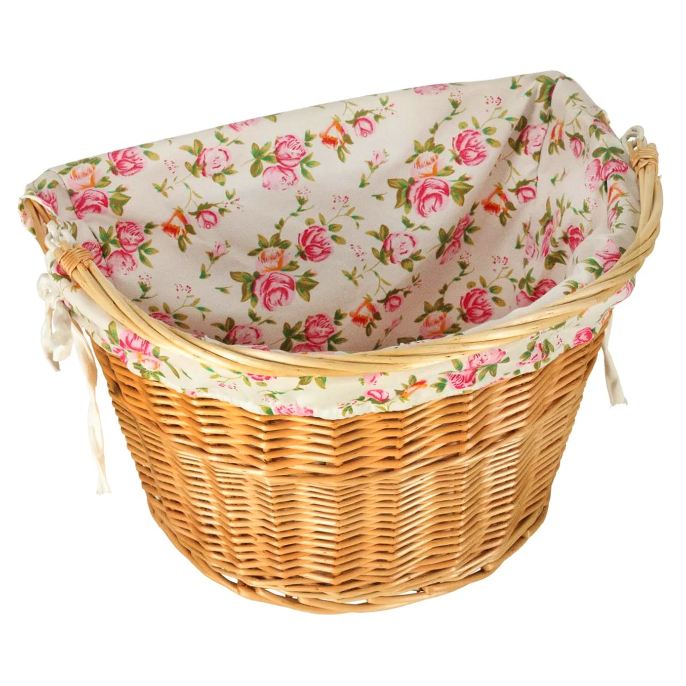 Koszyk rowerowy wiklinowy na rower RALLEX przedni pleciony click w kwiaty - obrazek 7