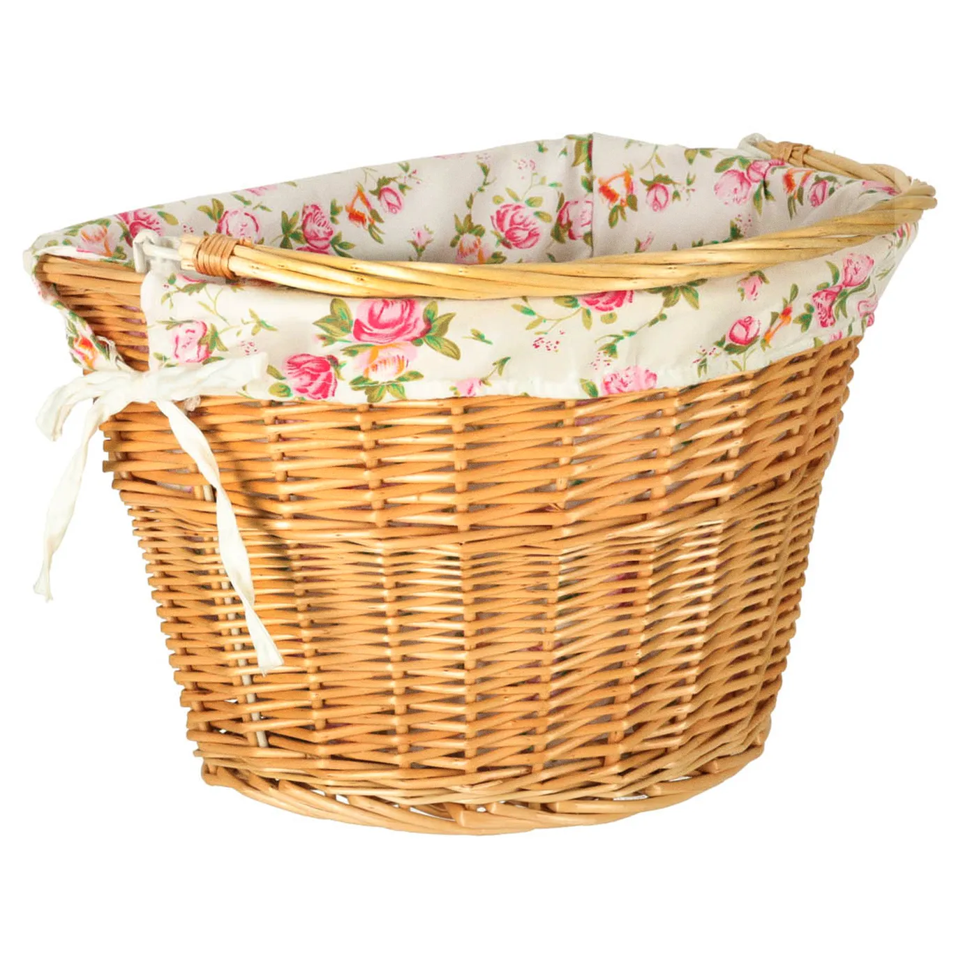 Koszyk rowerowy wiklinowy na rower RALLEX przedni pleciony click w kwiaty