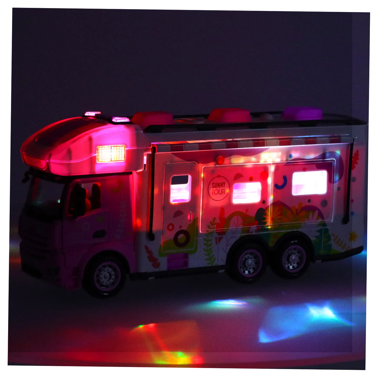 Kamper zdalnie sterowany na pilota samochód kempingowy auto 2,4GHz dźwięki światła akcesoria różowy - obrazek 16