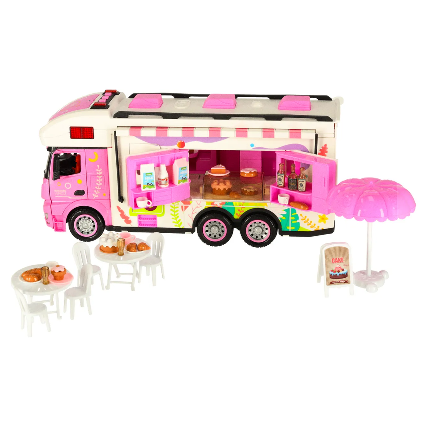 Kamper zdalnie sterowany na pilota samochód kempingowy auto 2,4GHz dźwięki światła akcesoria różowy - obrazek 7