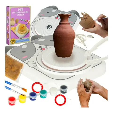 Koło garncarskie zestaw kreatywny glina farby piesek szary