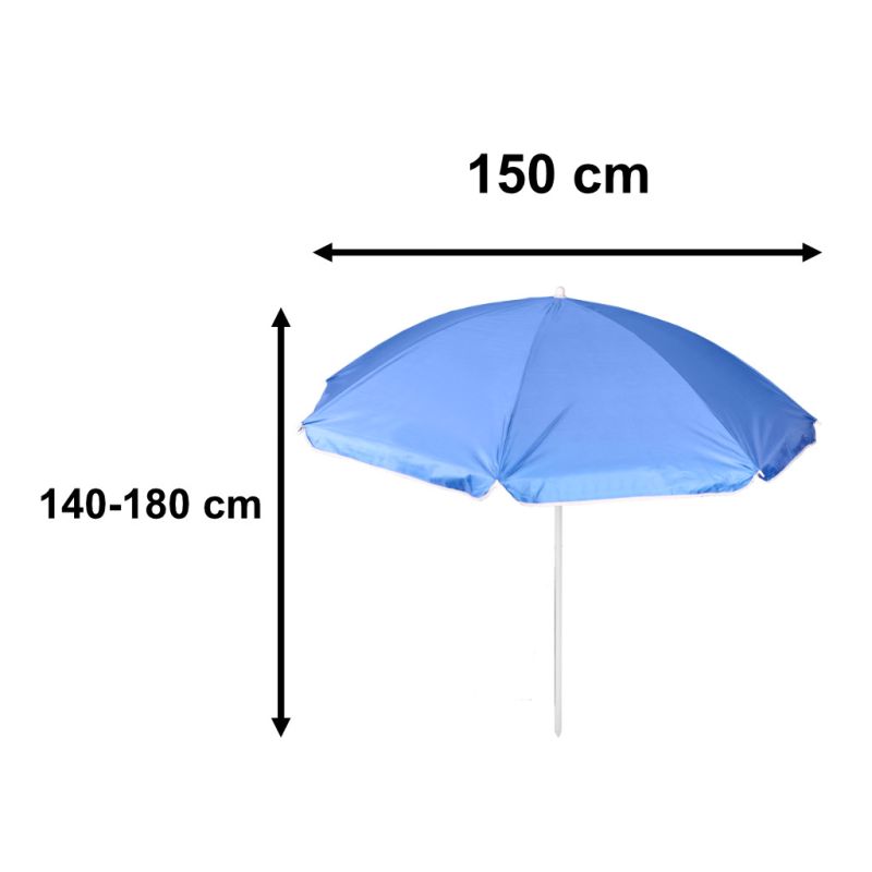 Parasol ogrodowy plażowy regulowany łamany składany UV 150cm niebieski - obrazek 2