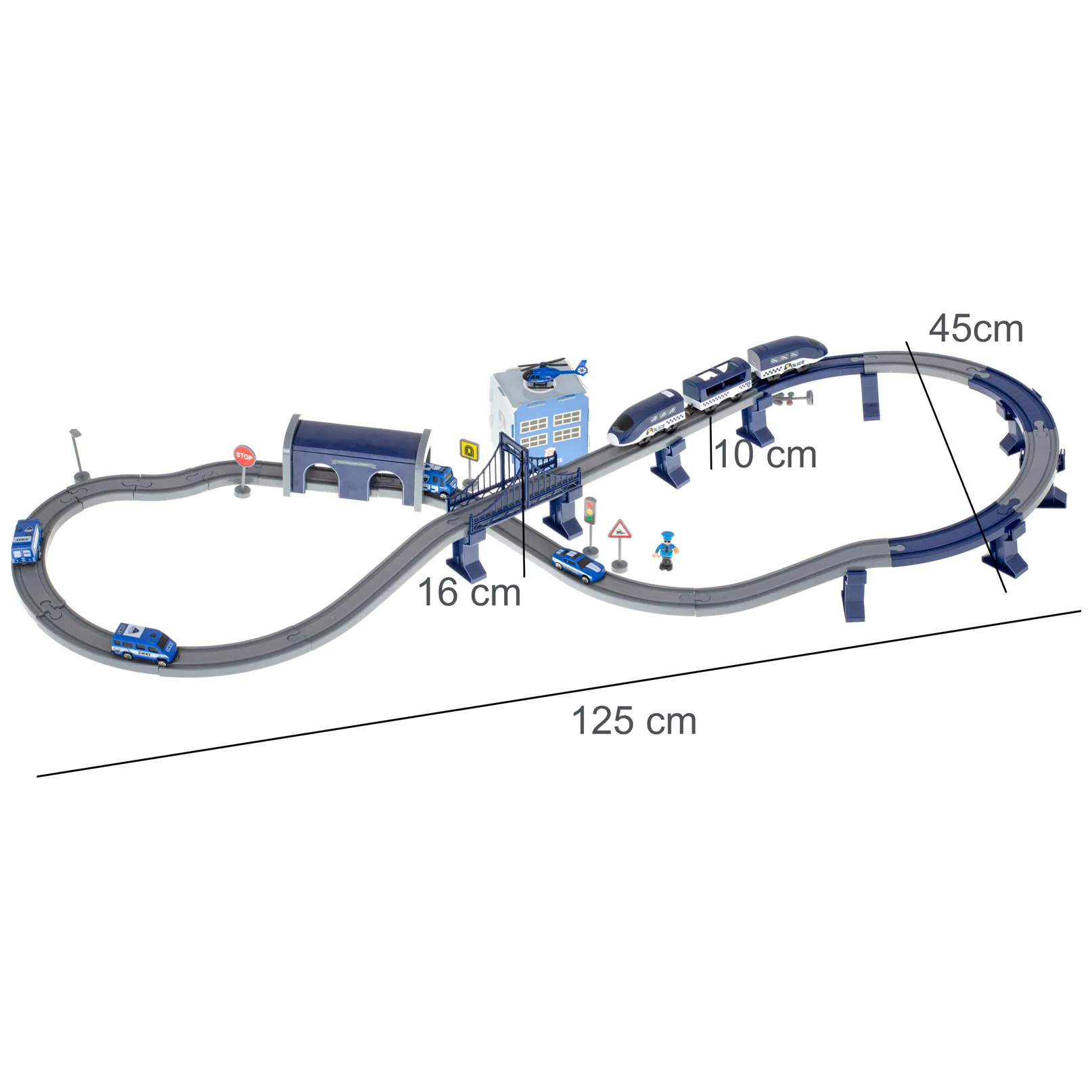 Kolejka elektryczna pociąg policja autka 92 elementy ~300cm - obrazek 2