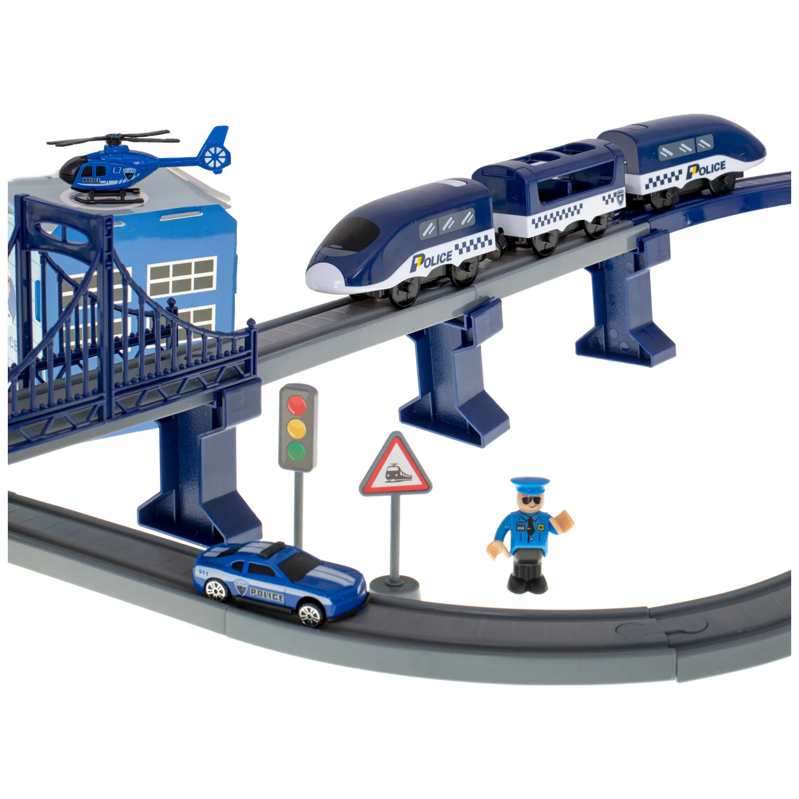 Kolejka elektryczna pociąg policja autka 92 elementy ~300cm - obrazek 5