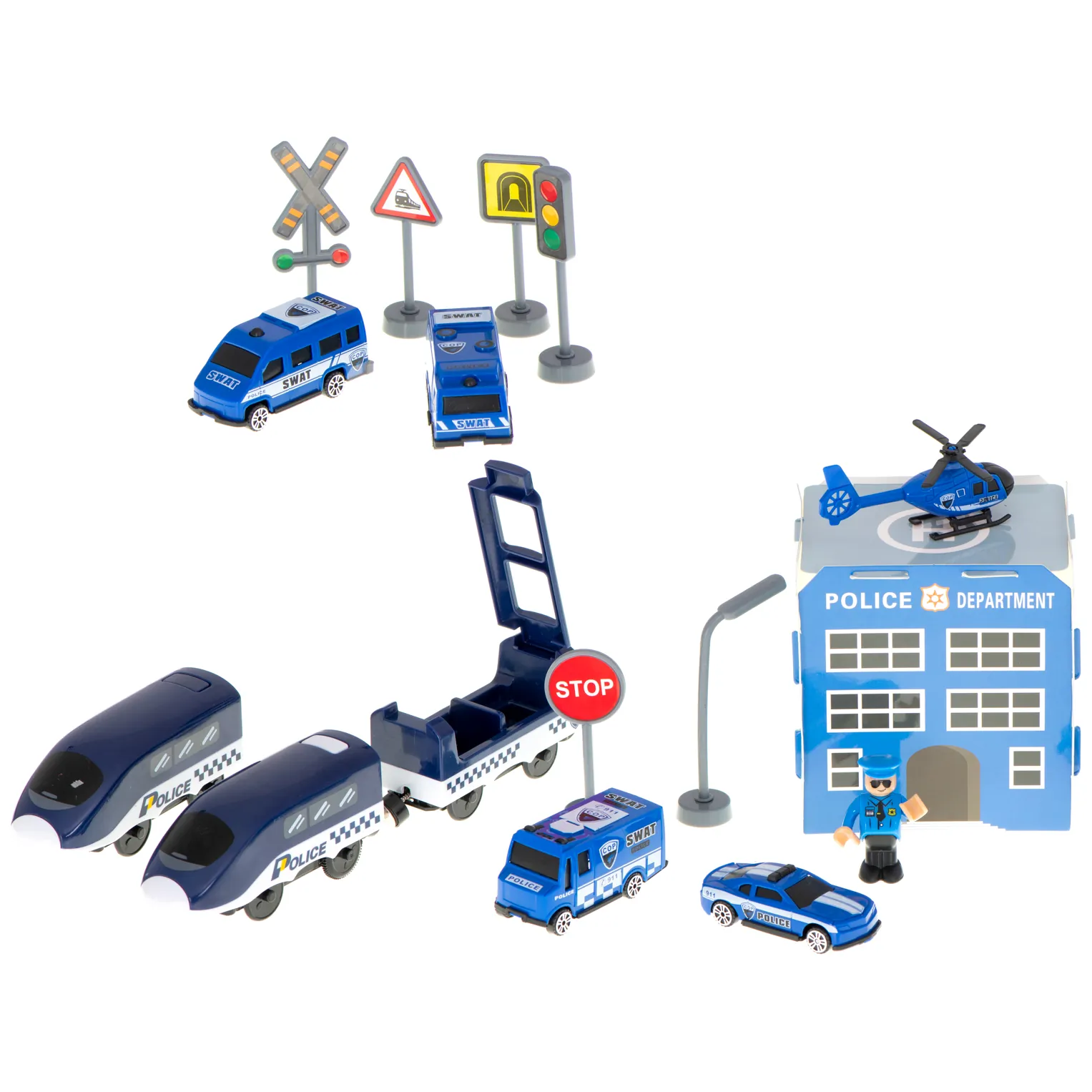 Kolejka elektryczna pociąg policja autka 92 elementy ~300cm - obrazek 8