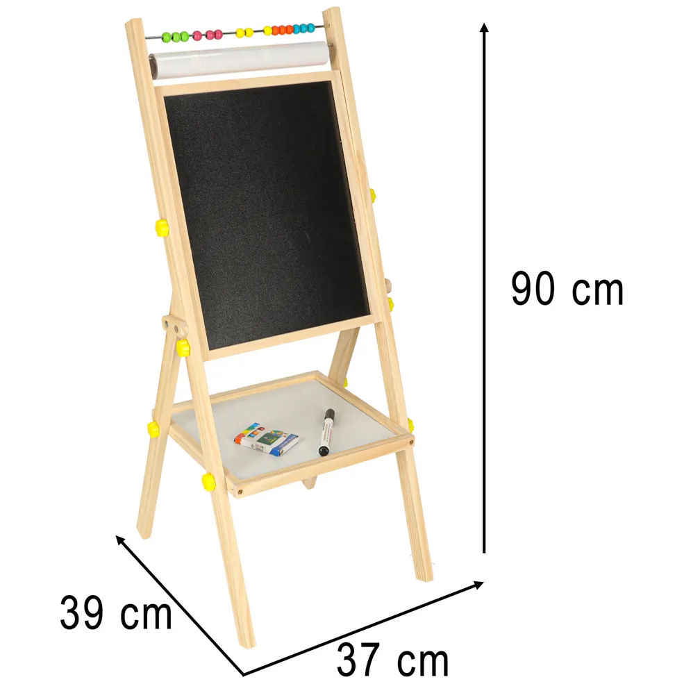 Tablica magnetyczna kredowa dwustronna drewniana literki kreda 38x37x90cm - obrazek 16