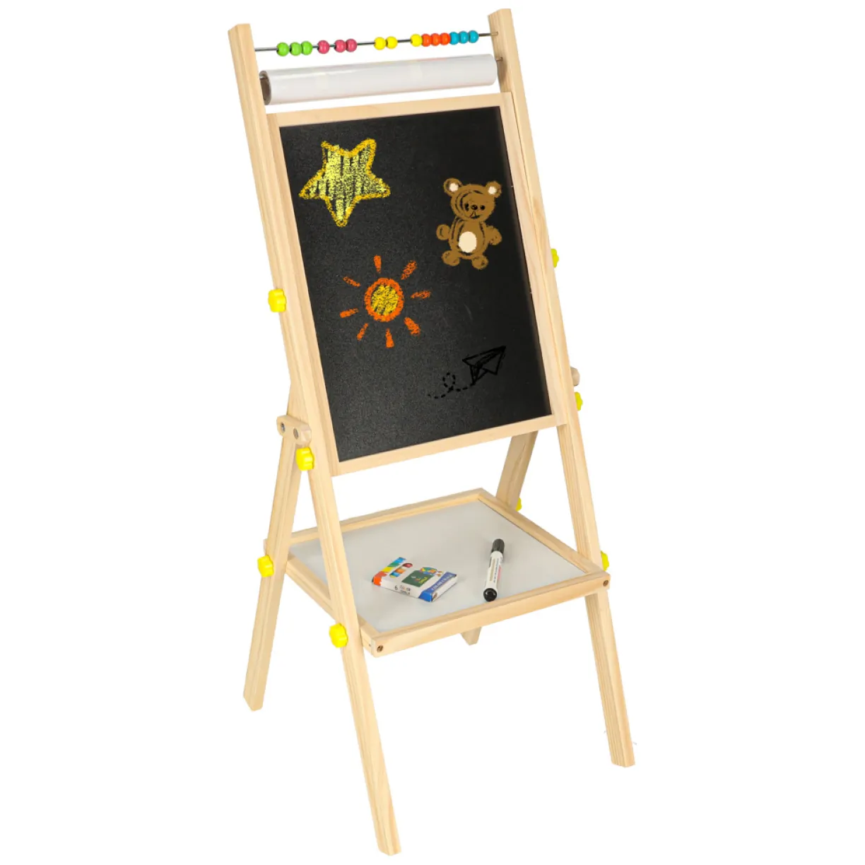 Tablica magnetyczna kredowa dwustronna drewniana literki kreda 38x37x90cm - obrazek 2