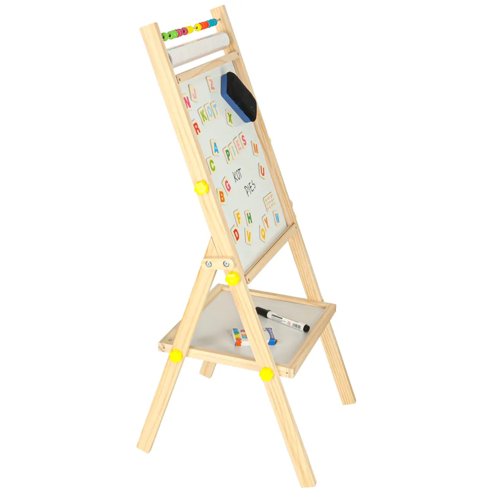 Tablica magnetyczna kredowa dwustronna drewniana literki kreda 38x37x90cm - obrazek 5