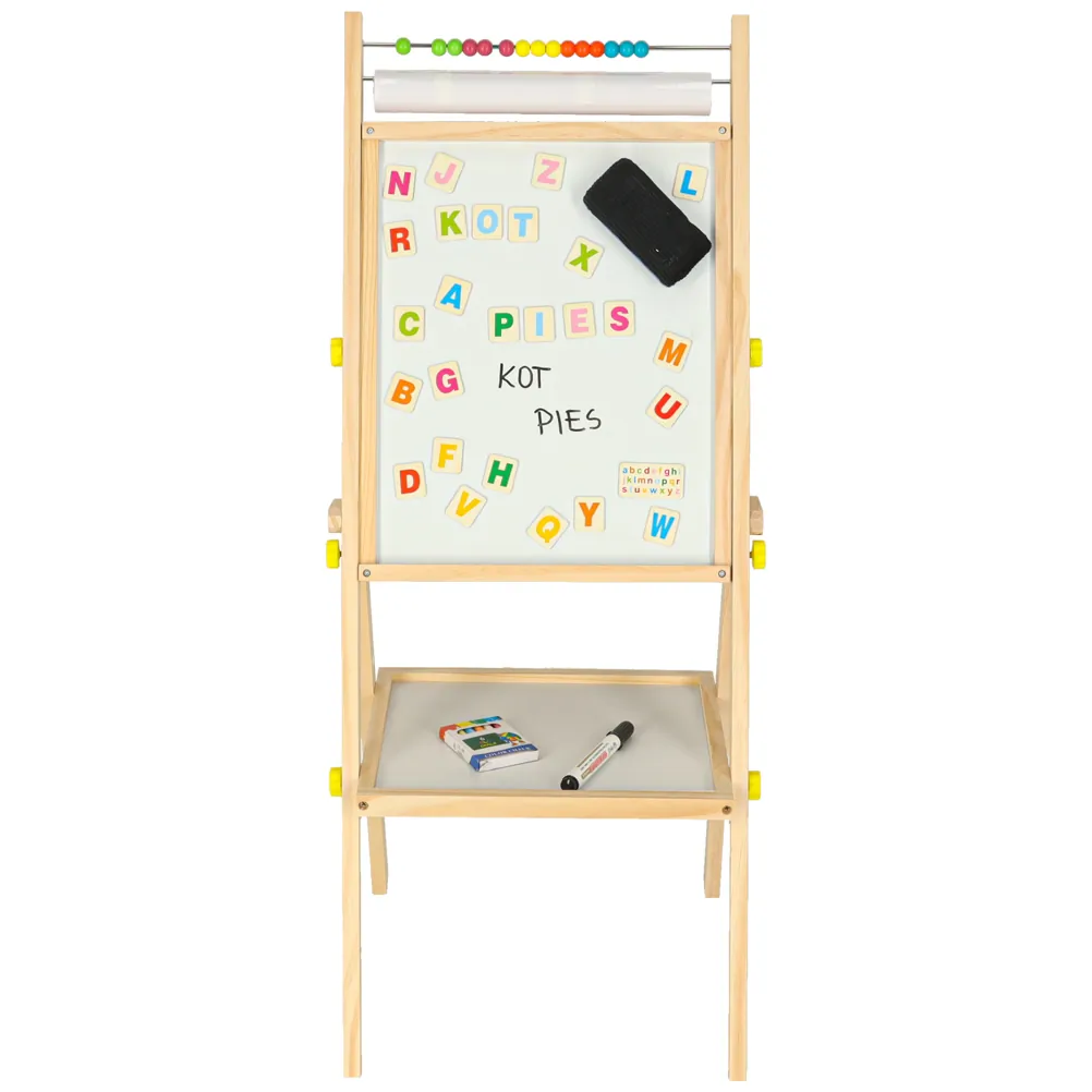 Tablica magnetyczna kredowa dwustronna drewniana literki kreda 38x37x90cm - obrazek 6