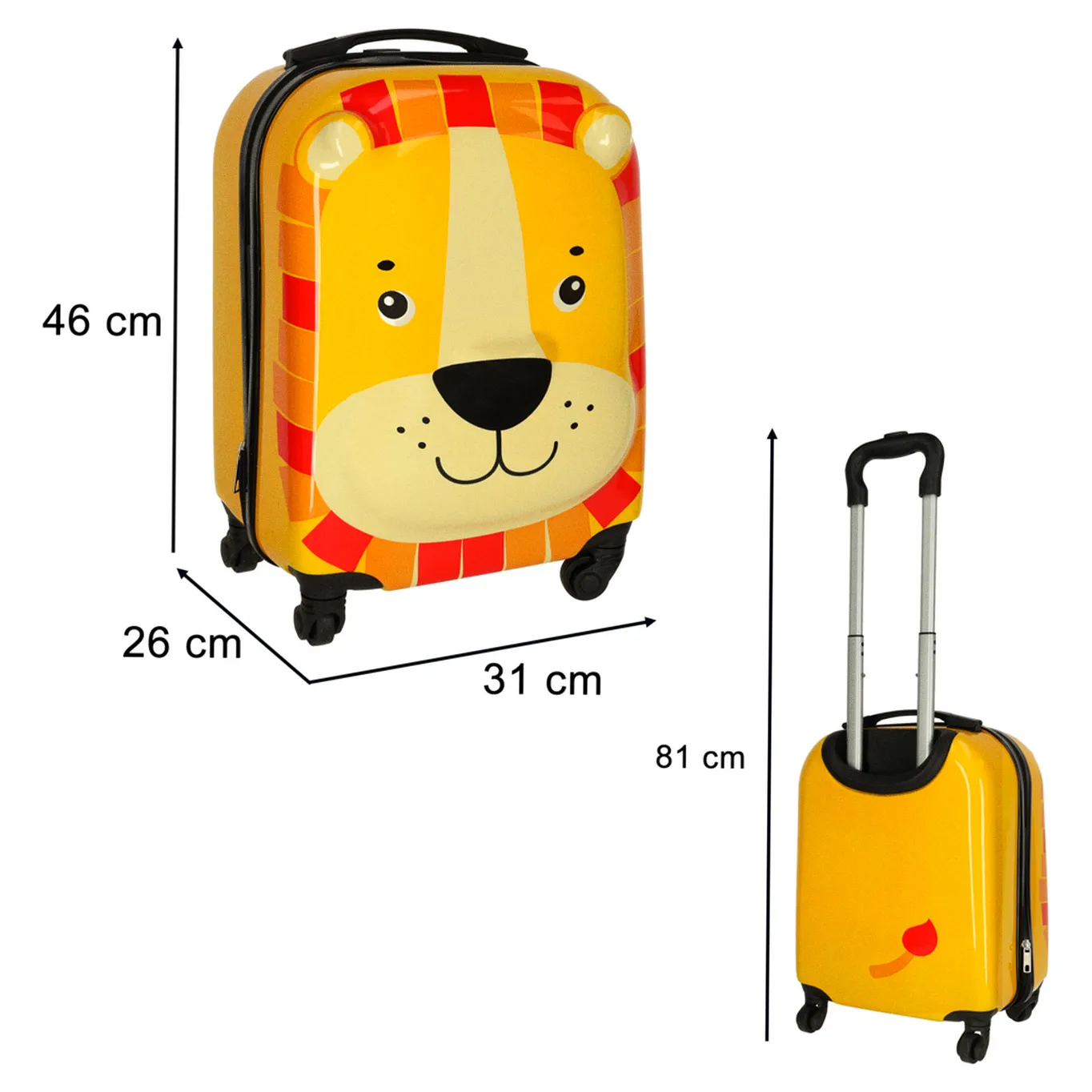 Walizka podróżna dla dzieci bagaż podręczny na kółkach lew - obrazek 6