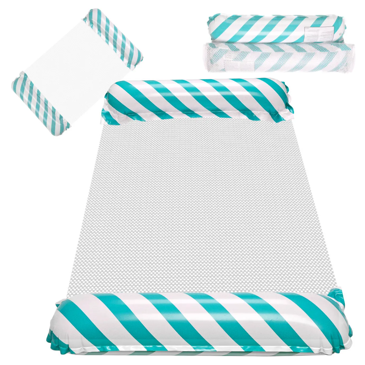 Materac dmuchany plażowy hamak wodny leżak fotel krzesło do pływania basenu niebieski