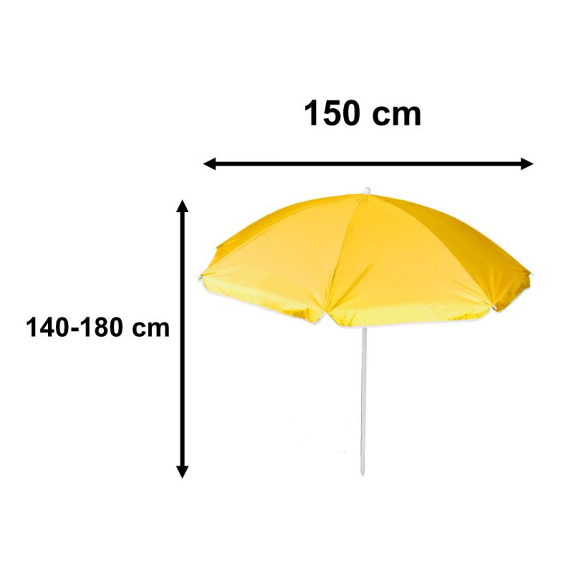 Parasol ogrodowy plażowy regulowany łamany składany UV 150cm żółty - obrazek 3