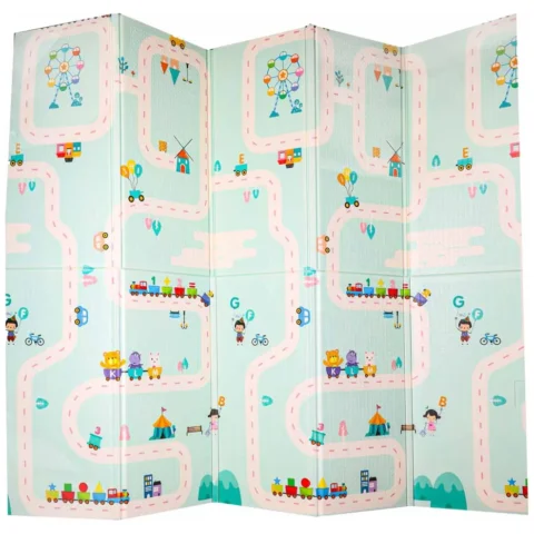 Mata edukacyjna piankowa dwustronna składana pandy ulica 180 x 200cm