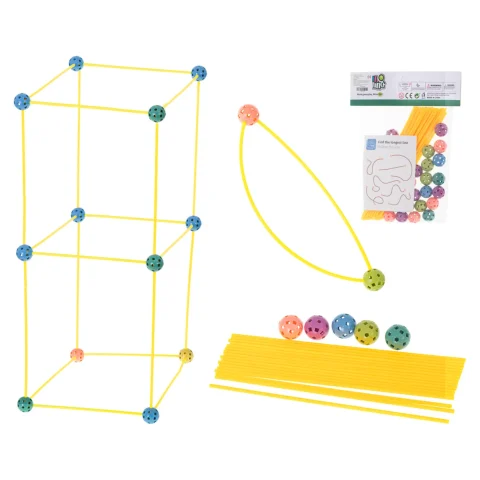 Klocki konstrukcyjne rurki słomki patyczki kreatywne baza namiot domek 75el.