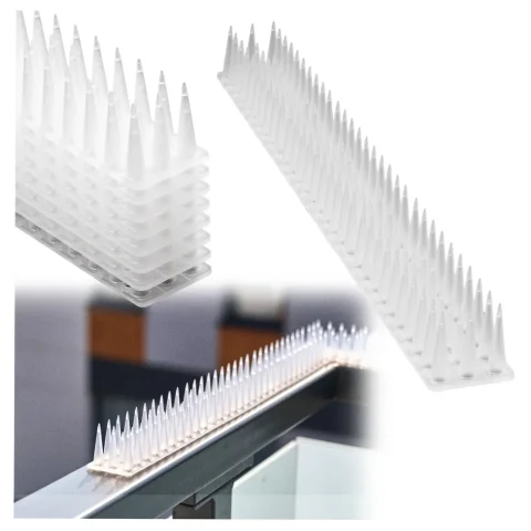 Kolce na gołębie listwa na ptaki odstraszasz plastikowe gęste białe 8el. 43 cm