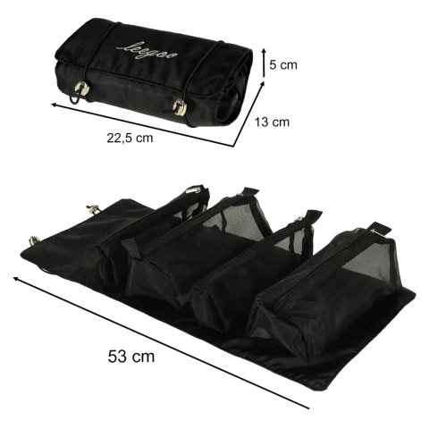 Kosmetyczka składana podróżna wypinana zwijana 4w1 duża pojemność przenośna czarna