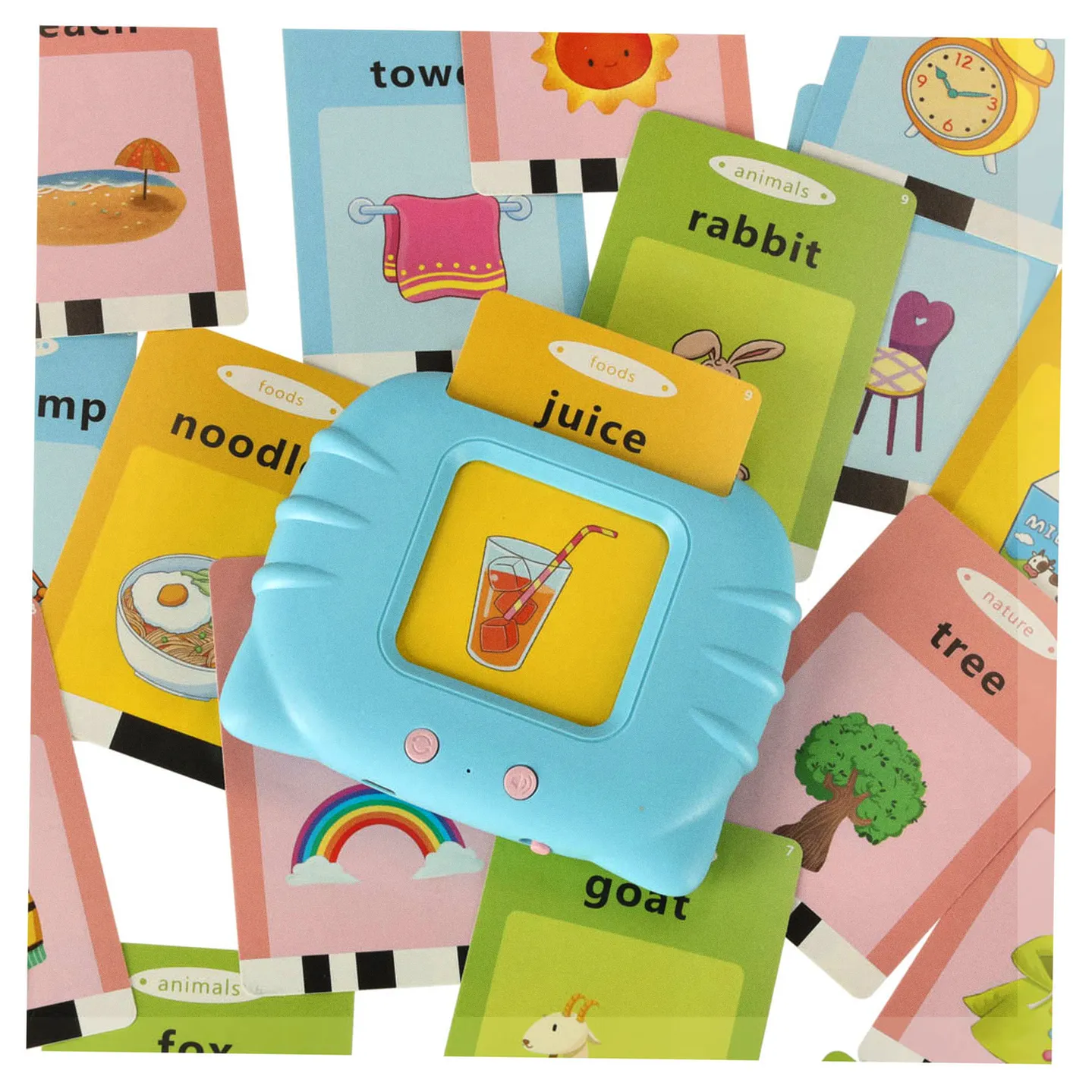 Nauka języka angielskiego czytnik kart do nauki słówek fiszki niebieski - obrazek 9