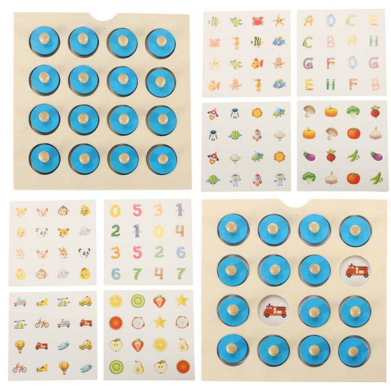 Gra planszowa memory montessori zestaw puzzle drewniane 4 karty - obrazek 5