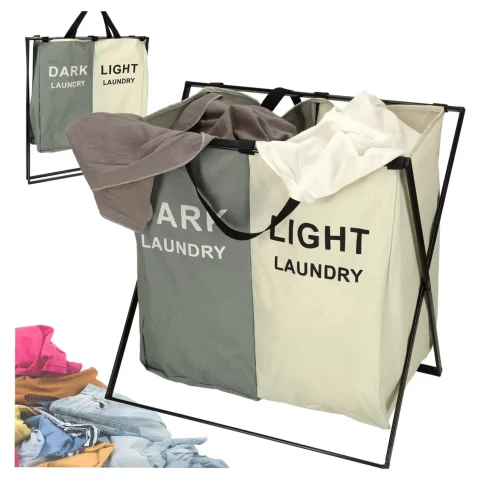 Kosz na pranie segregacja organizer 2 komory