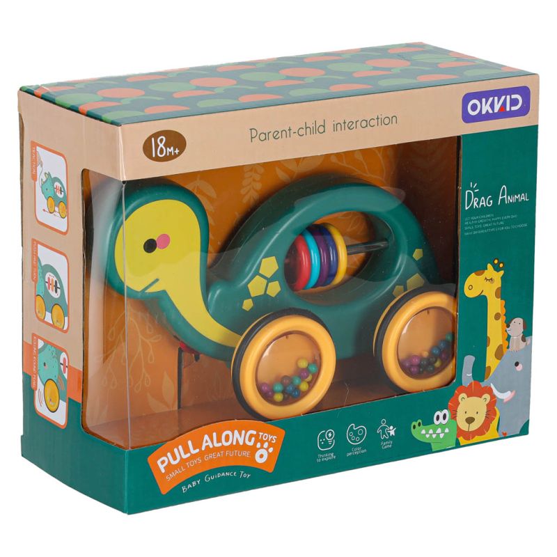 Żółwik do ciągania na sznurku zabawka sensoryczna mobilna grzechotka - obrazek 9