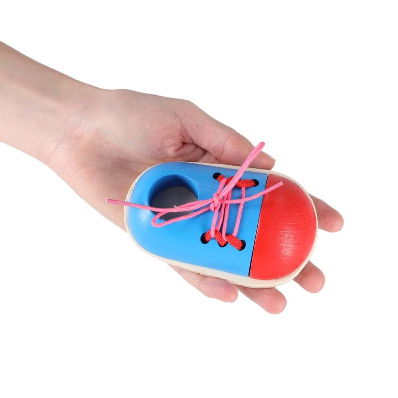 Buty drewniane do nauki sznurowania wiązania sznurowadeł 2 sztuki - obrazek 6