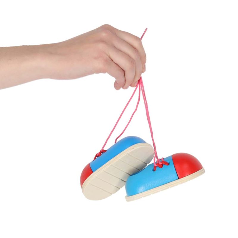 Buty drewniane do nauki sznurowania wiązania sznurowadeł 2 sztuki - obrazek 7