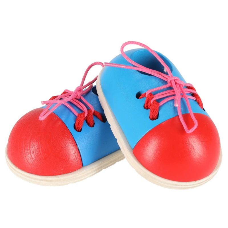 Buty drewniane do nauki sznurowania wiązania sznurowadeł 2 sztuki - obrazek 8