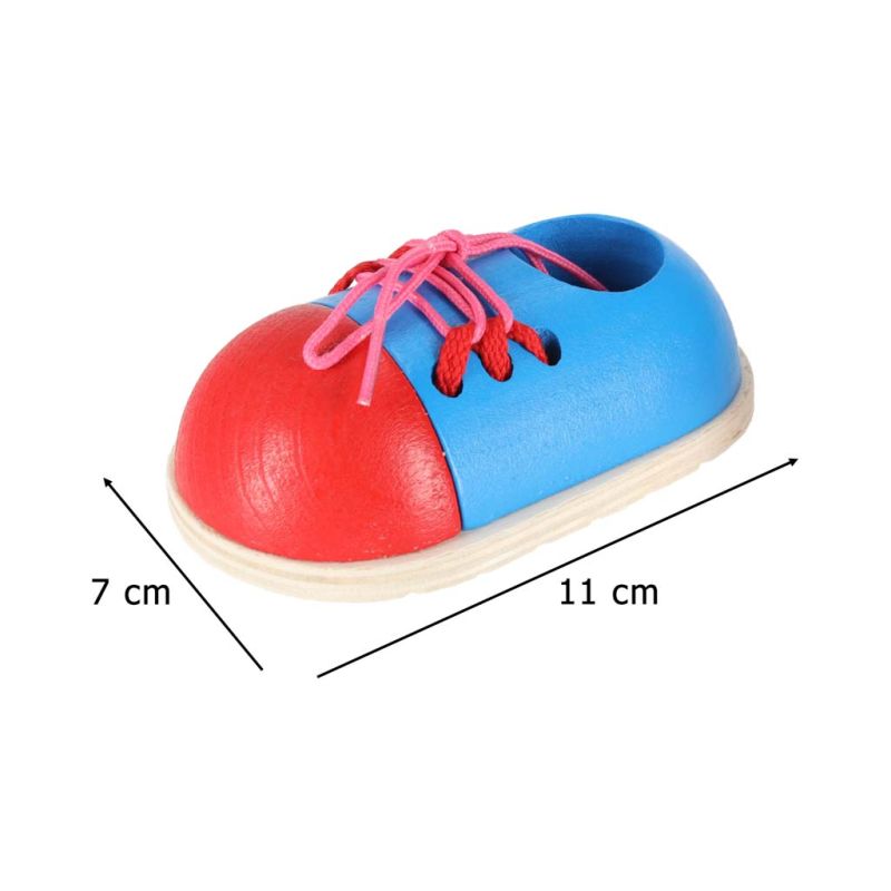 Buty drewniane do nauki sznurowania wiązania sznurowadeł 2 sztuki - obrazek 10