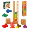 Klocki drewniane edukacyjne układanka Montessori kolorowe