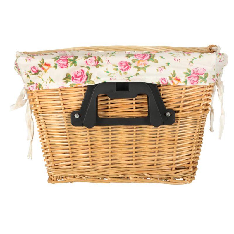 Kosz wiklinowy na rower RALLEX kosz przedni pleciony wkład click w kwiaty - obrazek 6