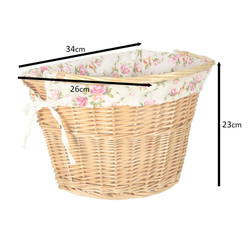 Kosz wiklinowy na rower RALLEX kosz przedni pleciony wkład click w kwiaty - obrazek 9