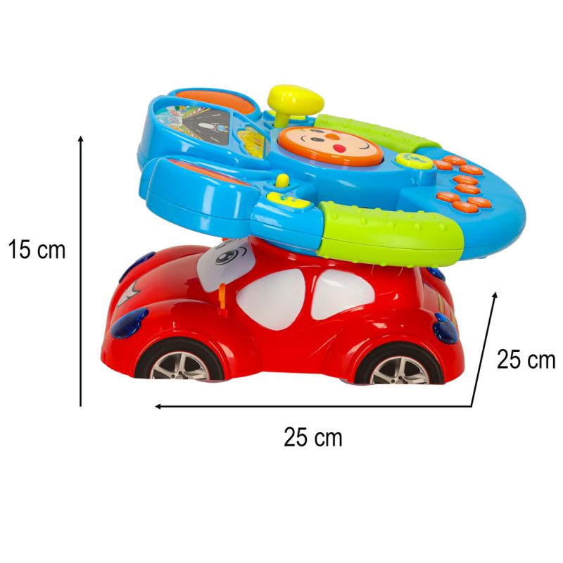 Zabawka interaktywna kierownica dla dzieci symulator muzyka dźwięki światła projektor - obrazek 11