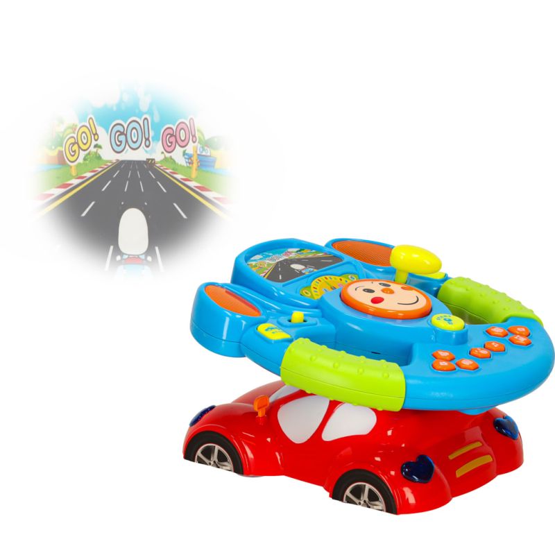 Zabawka interaktywna kierownica dla dzieci symulator muzyka dźwięki światła projektor - obrazek 8