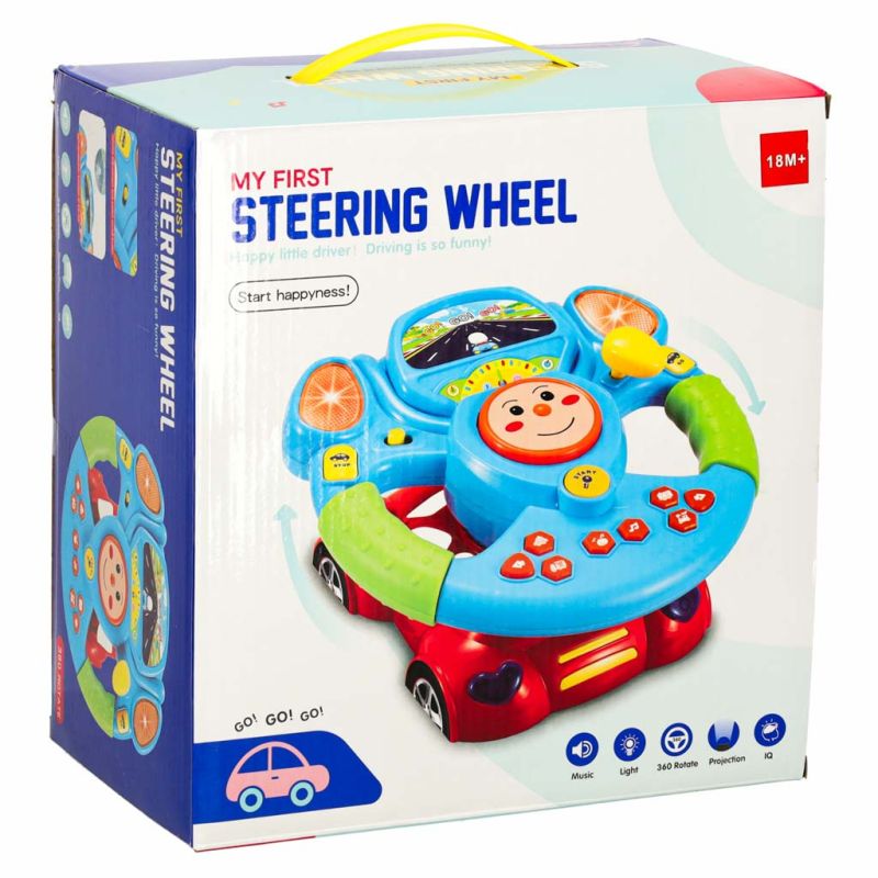 Zabawka interaktywna kierownica dla dzieci symulator muzyka dźwięki światła projektor - obrazek 10