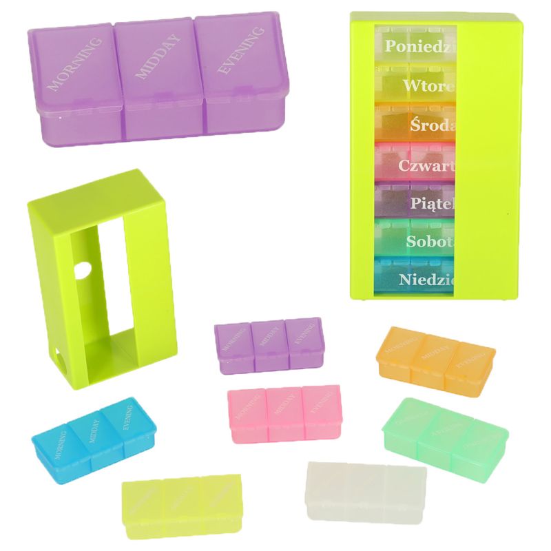 Organizer na leki pudełko kasetka na tabletki tygodniowy PL EN LT CS - obrazek 2