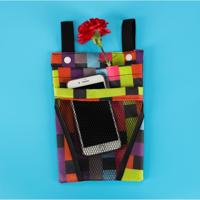 Torba na rower hulajnogę kierownicę telefon sakwa rowerowa kolorowa kratka - obrazek 9