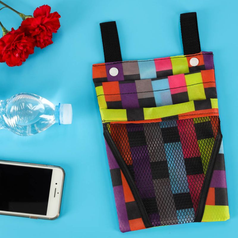 Torba na rower hulajnogę kierownicę telefon sakwa rowerowa kolorowa kratka - obrazek 10