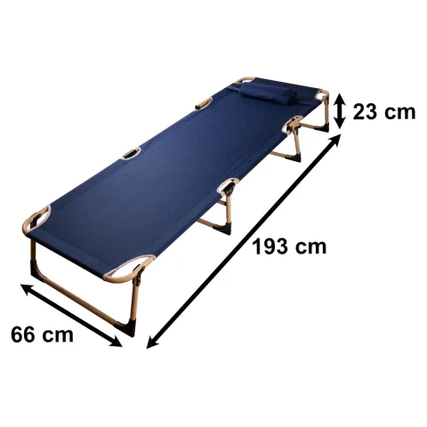 Łóżko polowe LUARO składane turystyczne kanadyjka leżanka z regulacją 193 cm granat