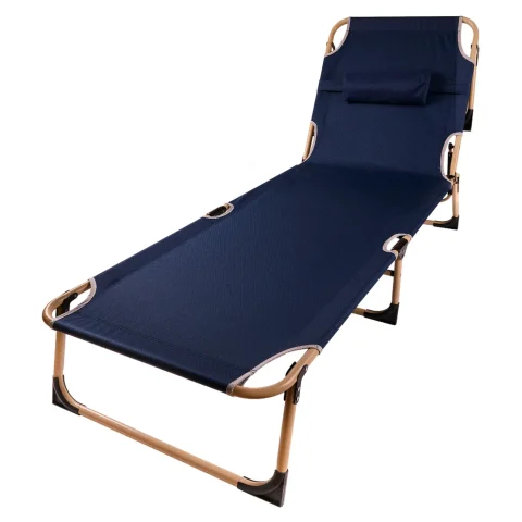 Łóżko polowe LUARO składane turystyczne kanadyjka leżanka z regulacją 193 cm granat