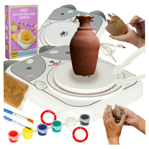 Koło garncarskie zestaw kreatywny glina farby piesek szary