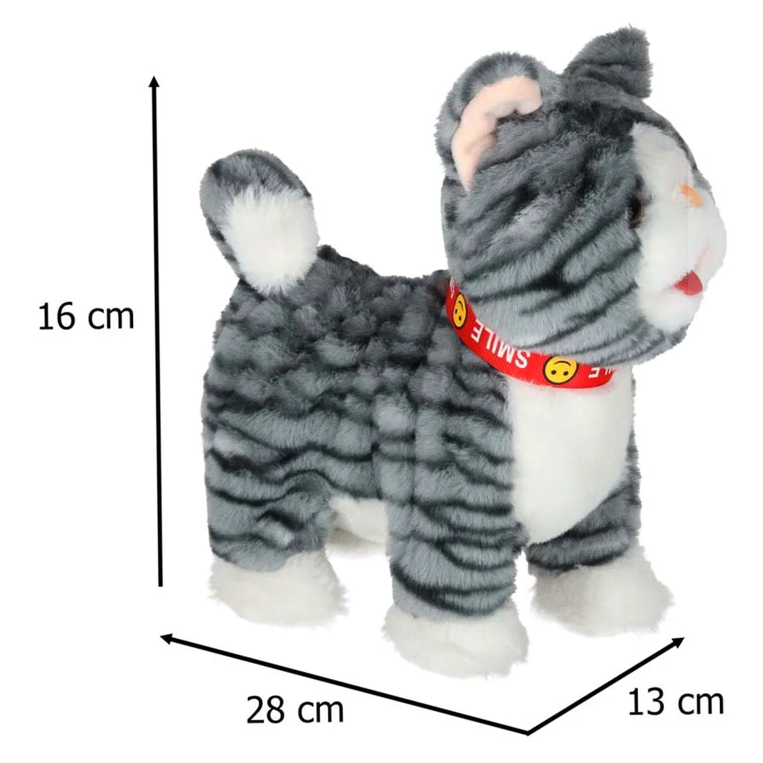 Kotek interaktywny na smyczy miauczy chodzi rusza ogonem szary - obrazek 11