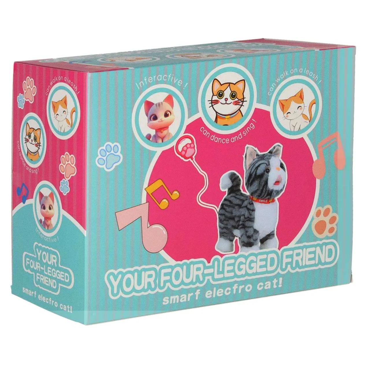 Kotek interaktywny na smyczy miauczy chodzi rusza ogonem szary - obrazek 12