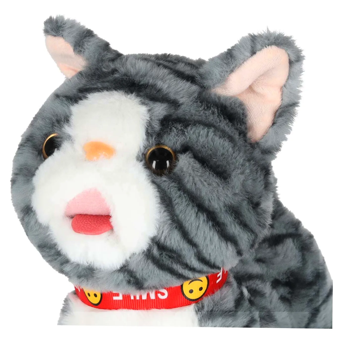 Kotek interaktywny na smyczy miauczy chodzi rusza ogonem szary