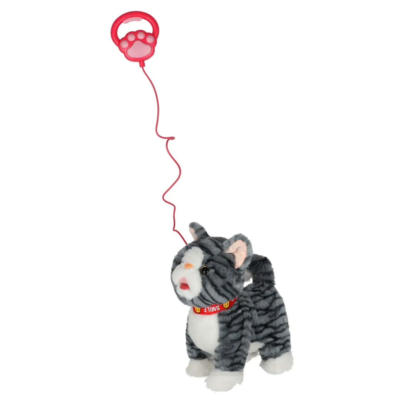 Kotek interaktywny na smyczy miauczy chodzi rusza ogonem szary - obrazek 6